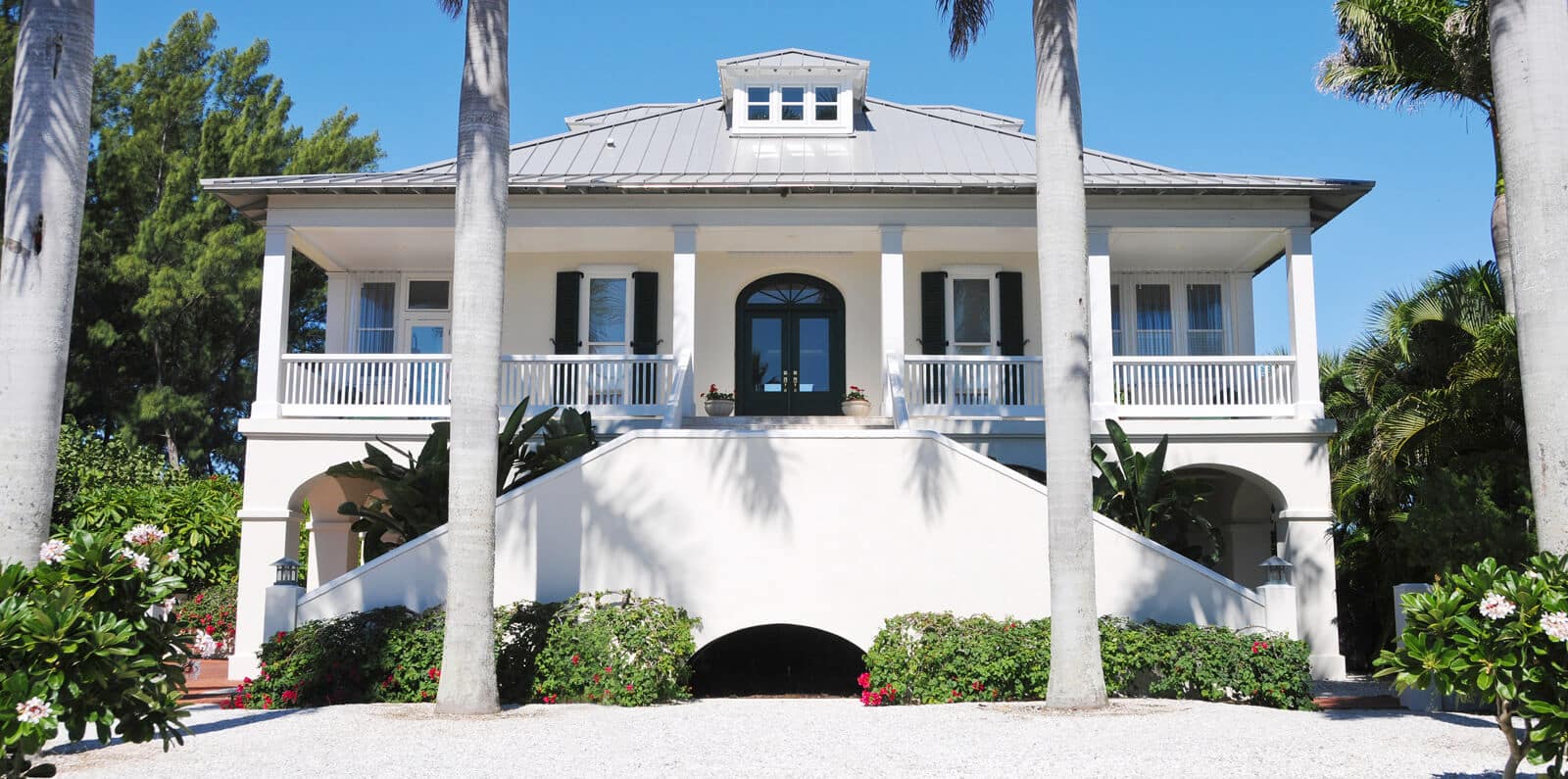 beautiful white home metal roof